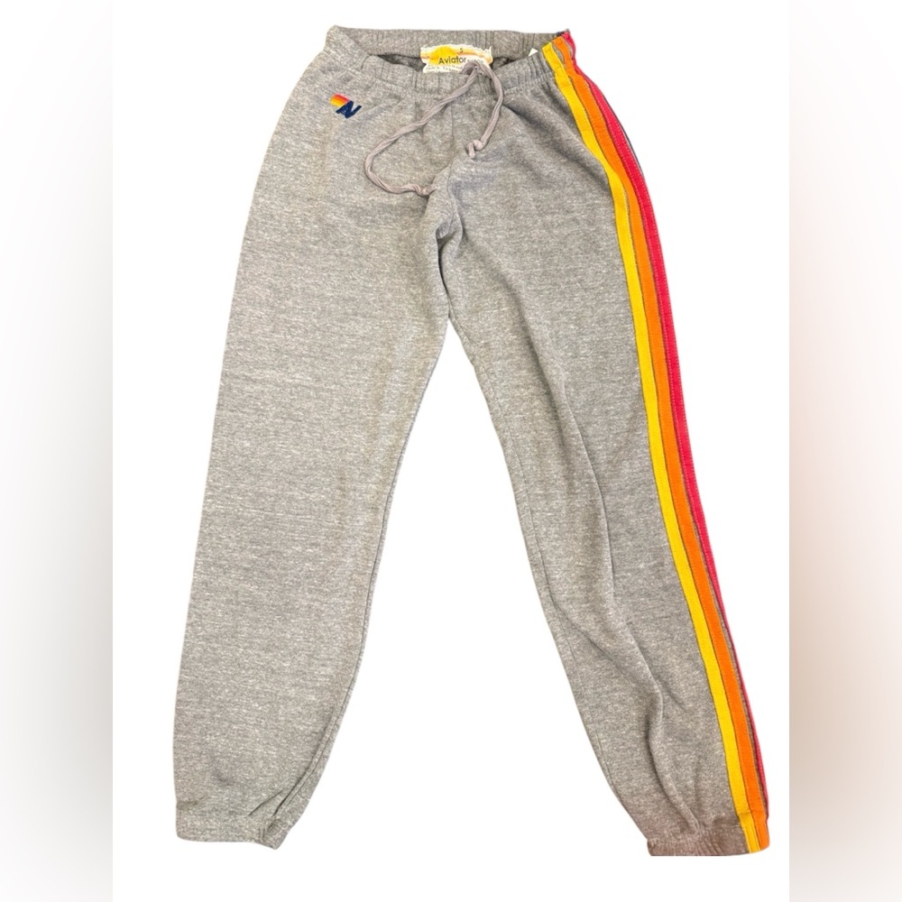 aviator nation grey stripe sweatpants